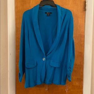 Blue knit blazer jacket